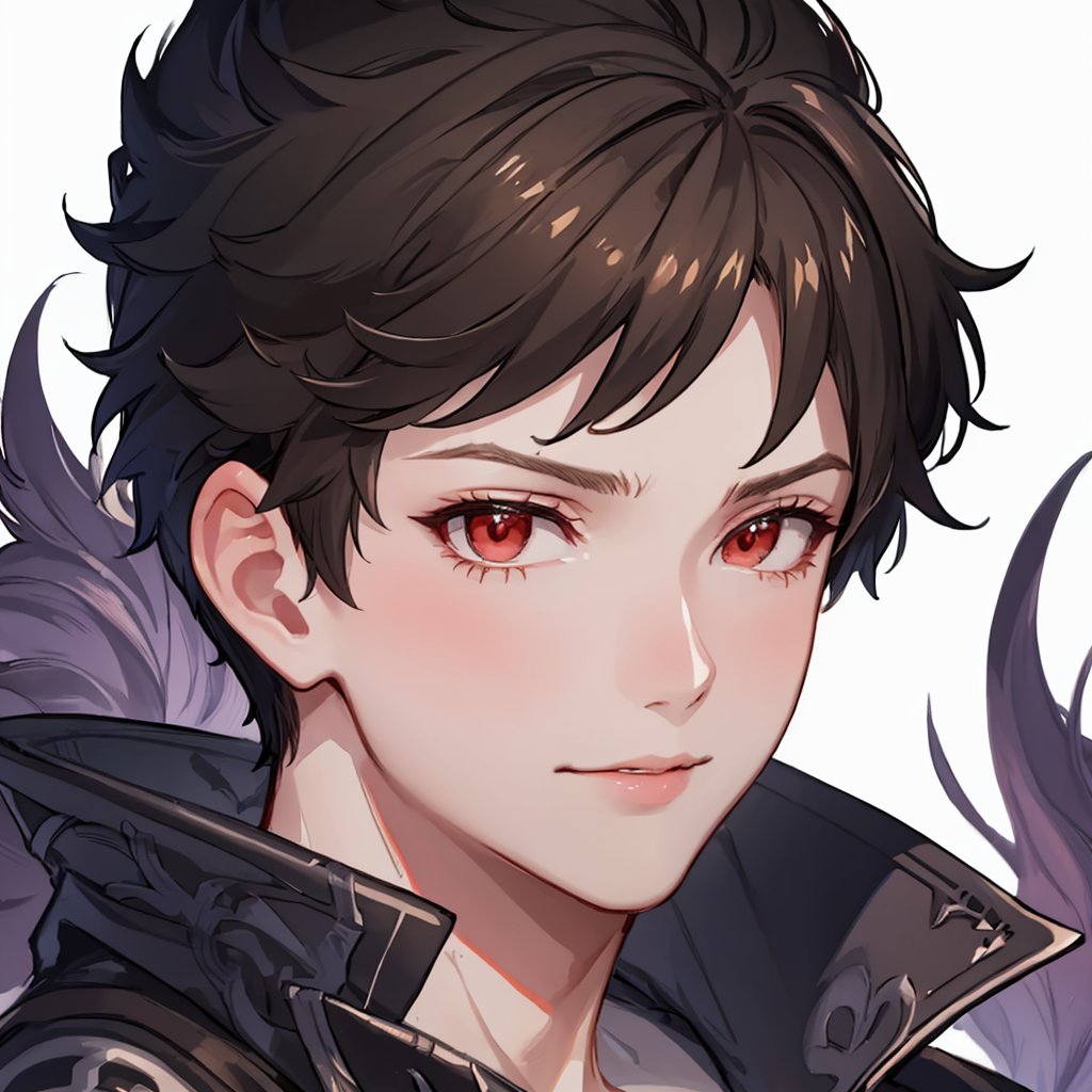 masterpiece,best quality, highly detailed, portrait,close-up,upper body,belial (granblue fantasy),1boy,solo<lora:belial_(granblue_fantasy):1>,simple background,white background,