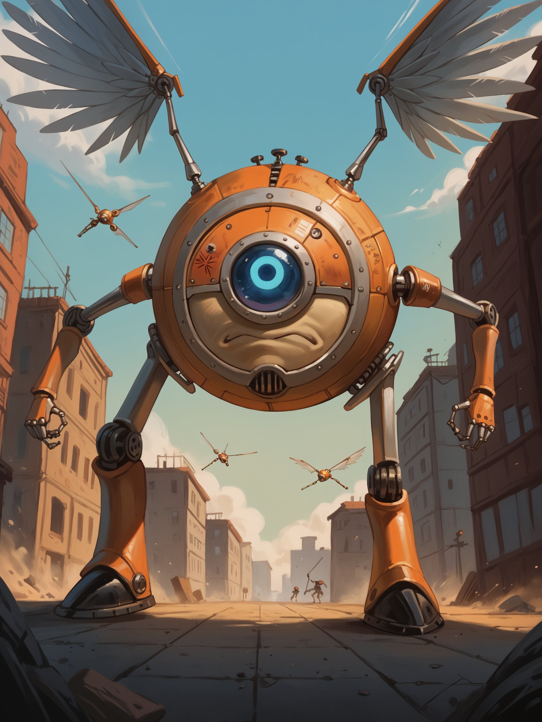 score_9, score_8_up, score_7_up, score_6_up, score_5_up, score_4_up,modrone robot,circular shape,2 arms,2legs,wings,action<lora:ModronPonyV1>