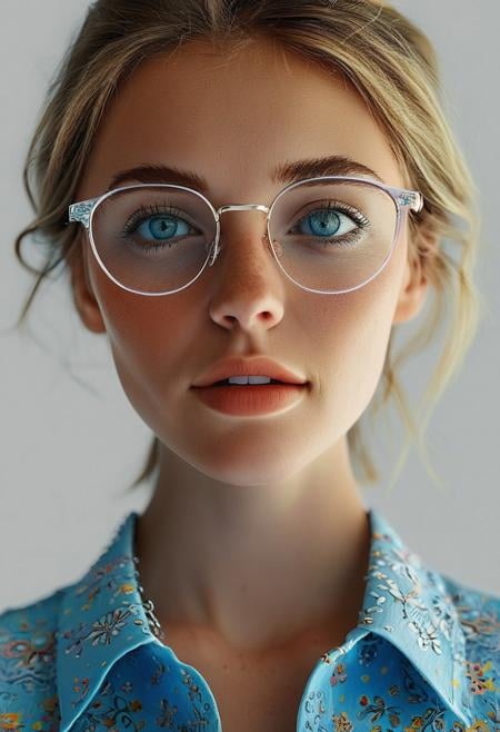 half-body shot, girl in glasses, blue eyes, focus, intricate, elegant, highly detailed, fine detail, colorful, cinematic, bright colors, sunny, vibrant, background, beautiful, professional, unique, winning, attractive, gorgeous, creative, positive, cute, friendly, charming, pretty, depicted, ambient, pristine, coherent, pleasing, perfect, full color, nice, amazing, awesome