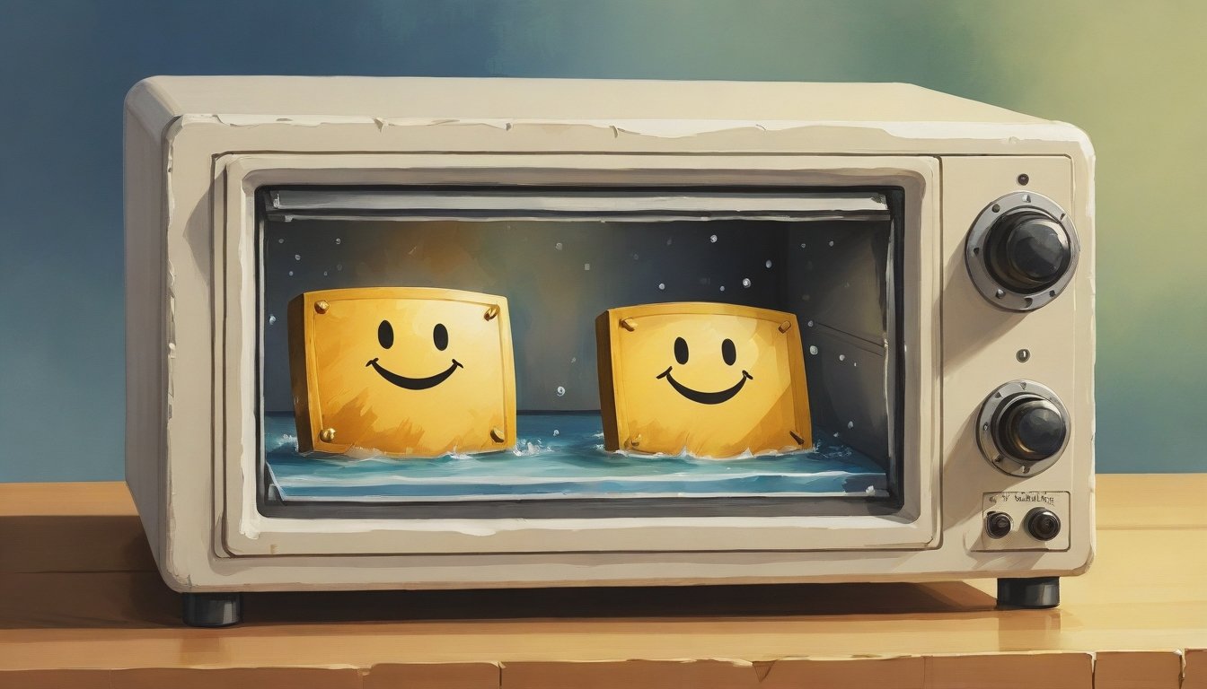 Digital art, Water color painting, Symbolic [Toaster oven:Shield:2], Simple and clean, CGI Art, Flickr, Smiling happily