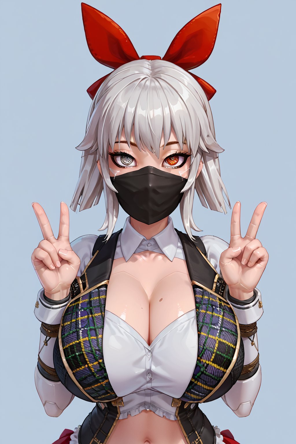 score_9_up, score_8_up, score_7_up, 1girl, android_mk3, mask, heterochromia, grey eye, looking_at_viewer, double v, huge breasts, expressive eyes<lora:EMS-443243-EMS:1.000000>