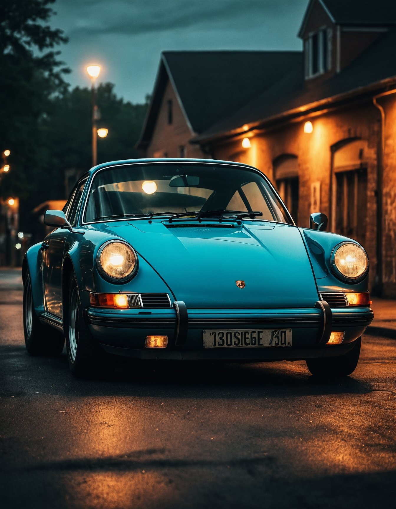 cinematic photo of old porsche, perfect lighting, vibrant, high detailed, epic, aesthetic