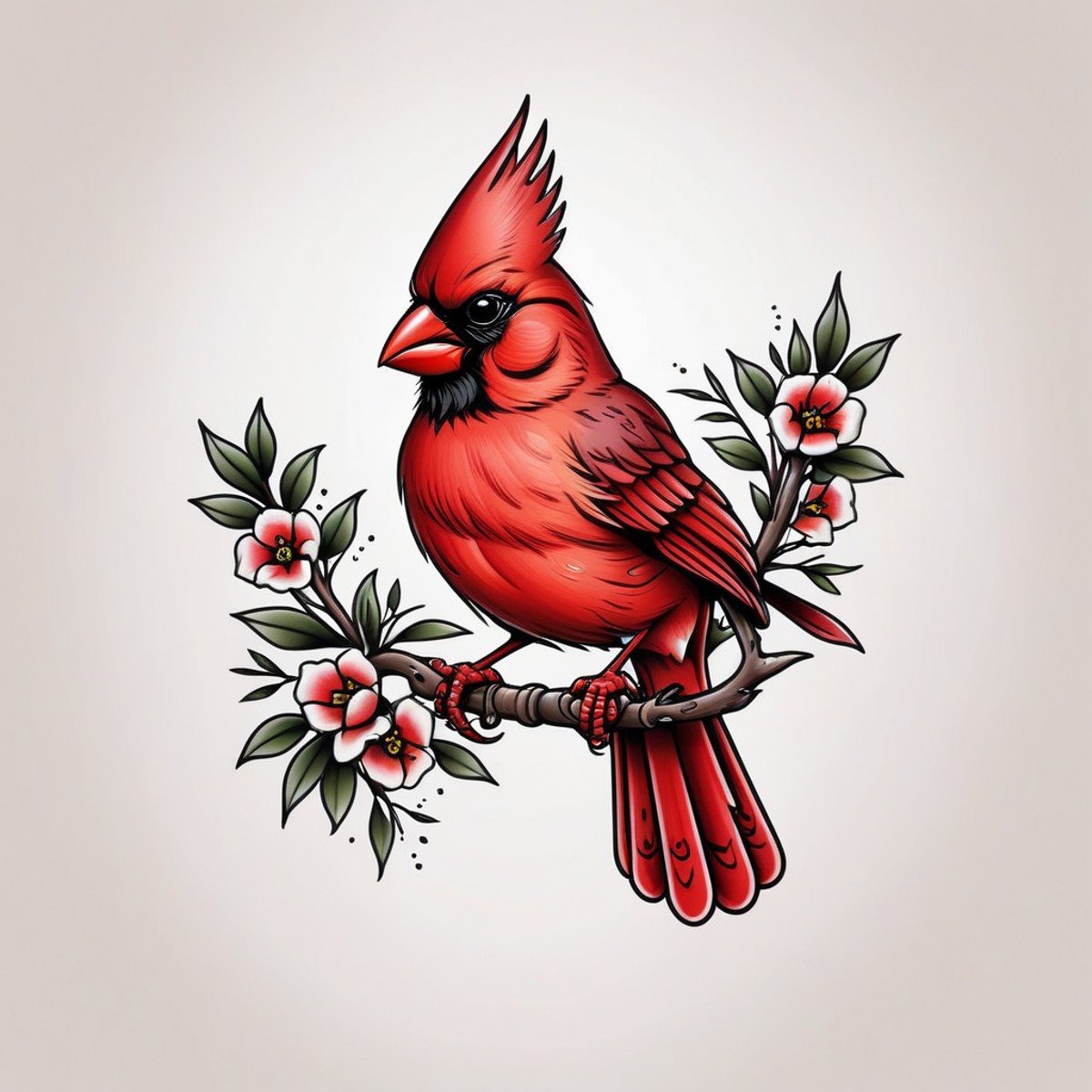 <lora:Traditional_Tattoos:0.65> cardinal in style of tr4dt4t, traditional tattoo, white background, 