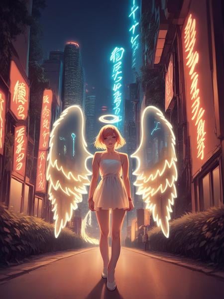 score_9, score_8_up, score_7_up, score_6_up, score_5_up,  source_anime,  <lora:n30nw1ngsXLP2:1> n30nw1ngs, neon light wings, wings, angel, cityscape, 