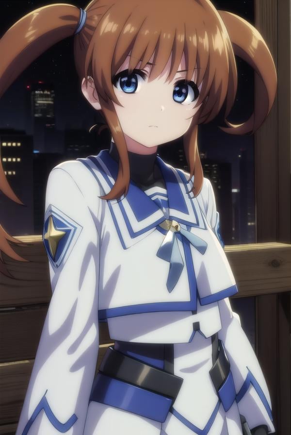 nanohatakamachi, <lora:nanoha takamachi movie2-lora-nochekaiser:1>,nanoha takamachi, takamachi nanoha, brown hair, twintails, blue eyes,BREAK gloves, long sleeves, wings, fingerless gloves, magical girl, winged footwear,BREAK outdoors, city, night, starry sky,BREAK looking at viewer, (cowboy shot:1.5),BREAK <lyco:GoodHands-beta2:1>, (masterpiece:1.2), best quality, high resolution, unity 8k wallpaper, (illustration:0.8), (beautiful detailed eyes:1.6), extremely detailed face, perfect lighting, extremely detailed CG, (perfect hands, perfect anatomy),