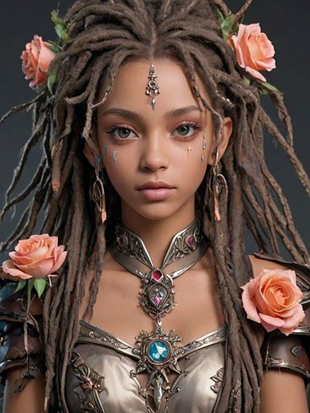 technical drawing render, (a girl) made of crystal and morganite and Aster, BREAK, pained, (Headshot:0.5), ash brown dreadlocks, luminous style, detailed eyes, detailed face, The Greatsword of Flame, tribalpunk, roses,