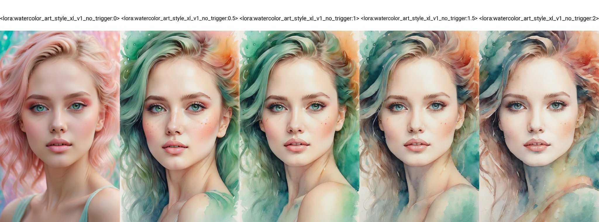 (best quality, 4K, 8K, high-resolution, masterpiece), ultra-detailed, colorful pastel, beautiful young woman, digital art, detailed facial features, light pink tones, emerald tones, charming character illustrations, soft focus, intricate design, gentle expression, ethereal atmosphere, vibrant colors, delicate details, artistic elegance, high detail, high resolution. <lora:watercolor_art_style_xl_v1_no_trigger:0>