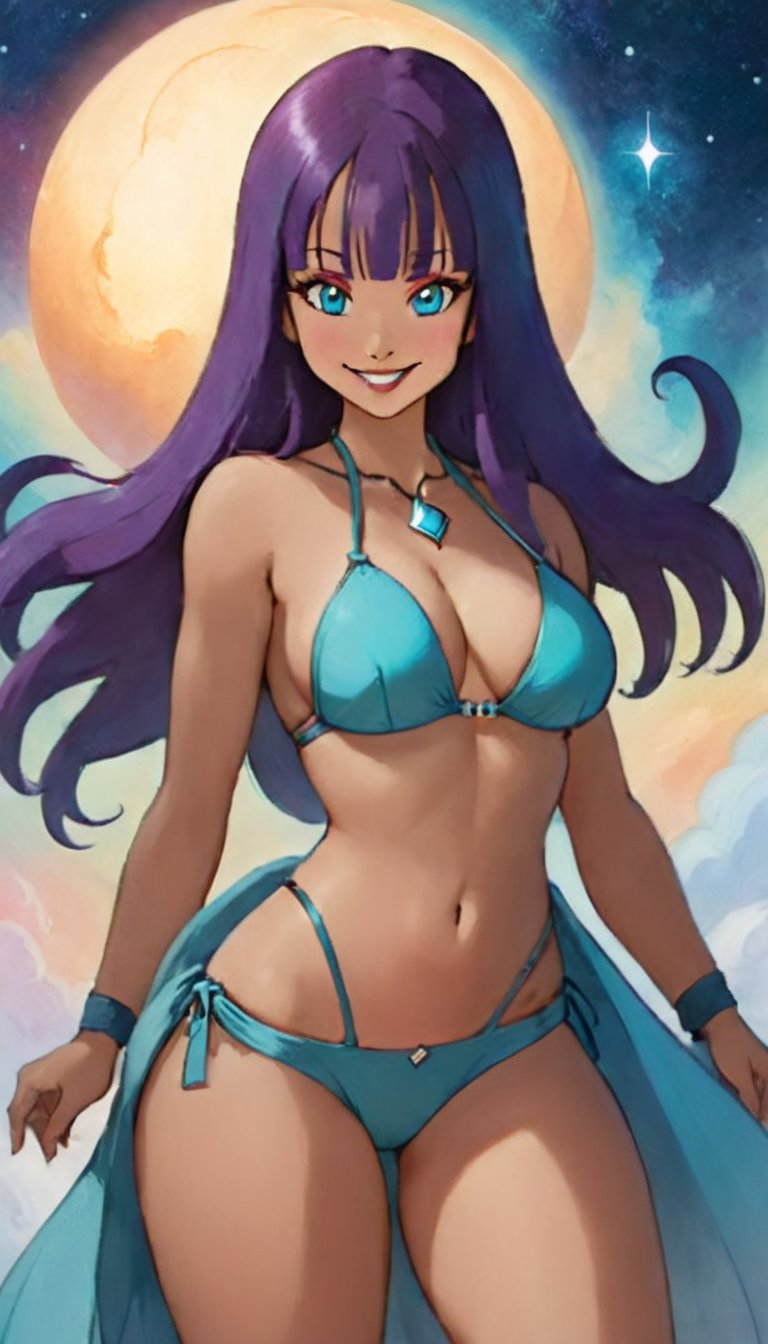 ethereal fantasy concept art of   <lora:MaiDBBallXL:1> maidbball, bikini, smiling <lora:SexyConiAIv2p:.5> sexy  . magnificent, celestial, ethereal, painterly, epic, majestic, magical, fantasy art, cover art, dreamy