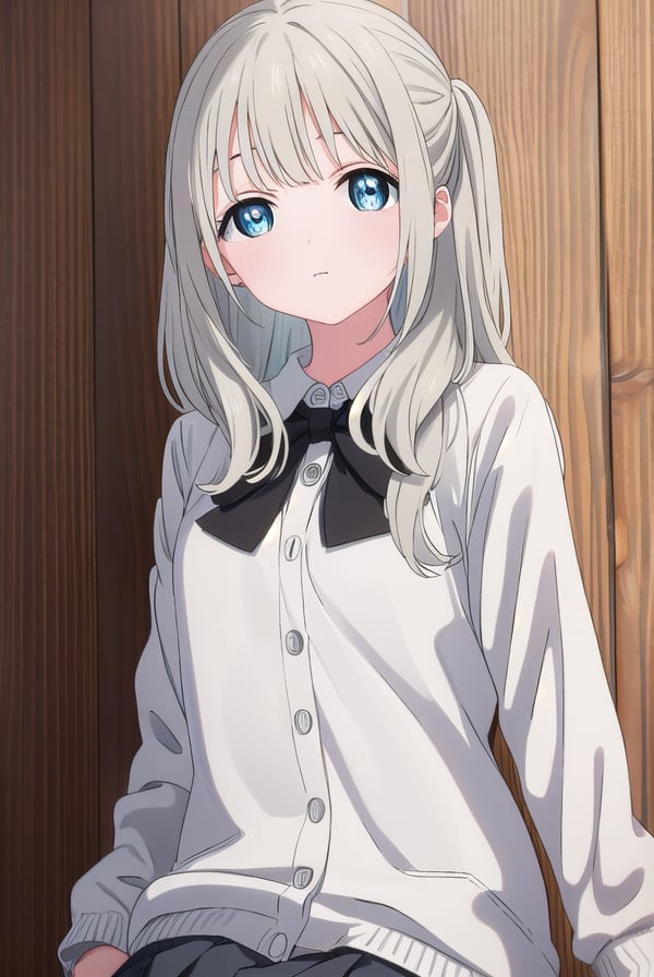 hotaruhiraiwa, <lora:hotaru hiraiwa s1-lora-nochekaiser:1>,hotaru hiraiwa, long hair, bangs, blue eyes, grey hair,BREAK skirt, long sleeves, school uniform, jacket, socks, black skirt, two side up, black jacket, kneehighs, blazer, black socks, bow, bowtie, stripped, stripped bowtie,BREAK indoors, classroom,BREAK looking at viewer, (cowboy shot:1.5),BREAK <lyco:GoodHands-beta2:1>, (masterpiece:1.2), best quality, high resolution, unity 8k wallpaper, (illustration:0.8), (beautiful detailed eyes:1.6), extremely detailed face, perfect lighting, extremely detailed CG, (perfect hands, perfect anatomy),