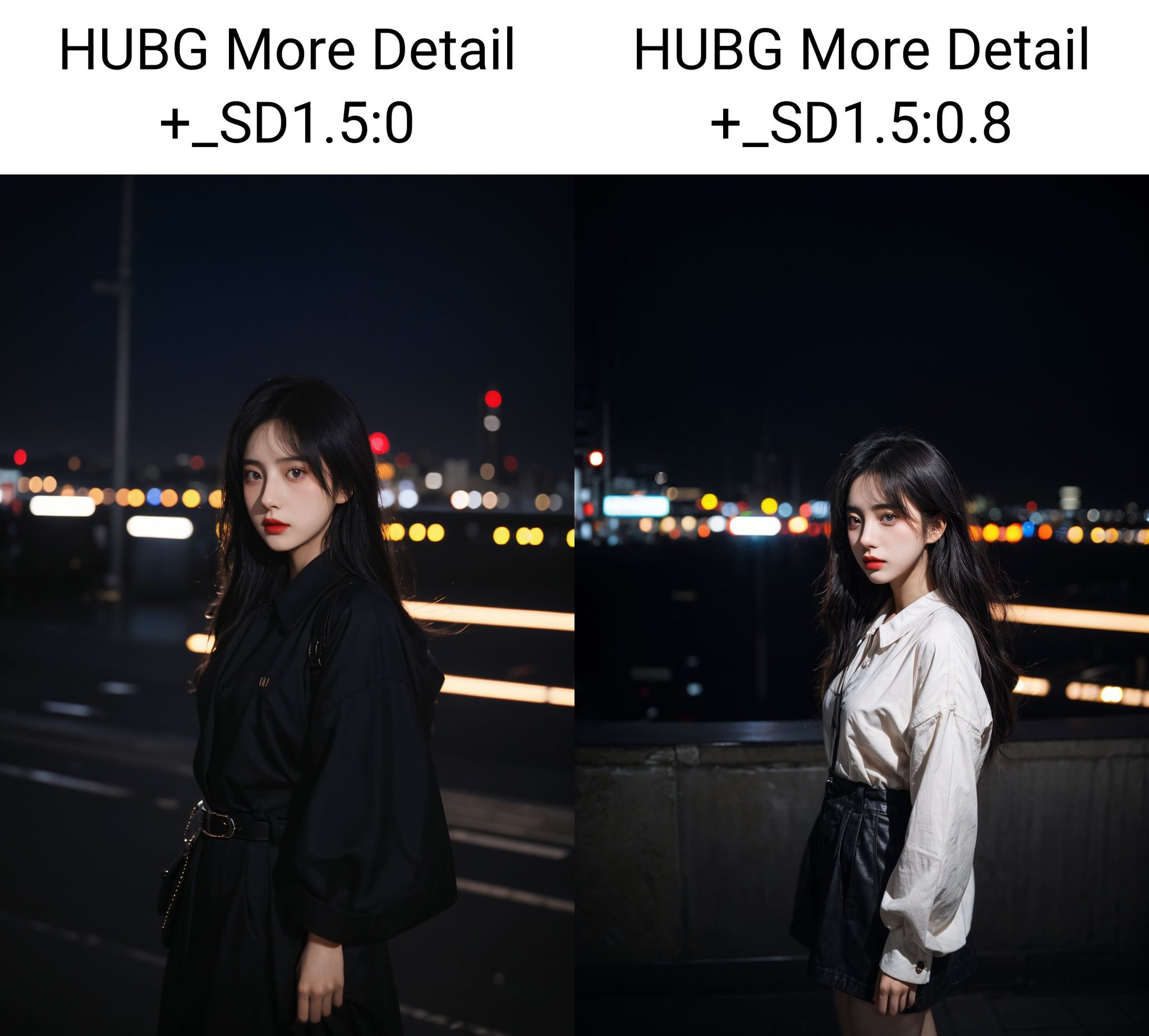 hubggirl,(Cinematic Aesthetic:1.4) Photo of a beautiful korean fashion model bokeh city night,<lora:HUBG More Detail +_SD1.5:0>,