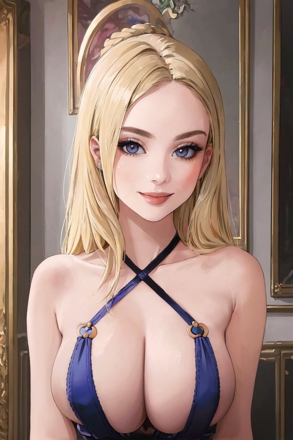 ((Masterpiece, best quality,edgQuality)),smile,(portrait,face focus)blonde,edgInf_woman,edgInf_face,edgInf_body, a woman wearing a dress<lora:edgInfluencerDollLikeness:0.8>edgCCH, breasts,collarbone, halterneck ,criss-cross halter<lora:edgCrissCrossHalter:1>