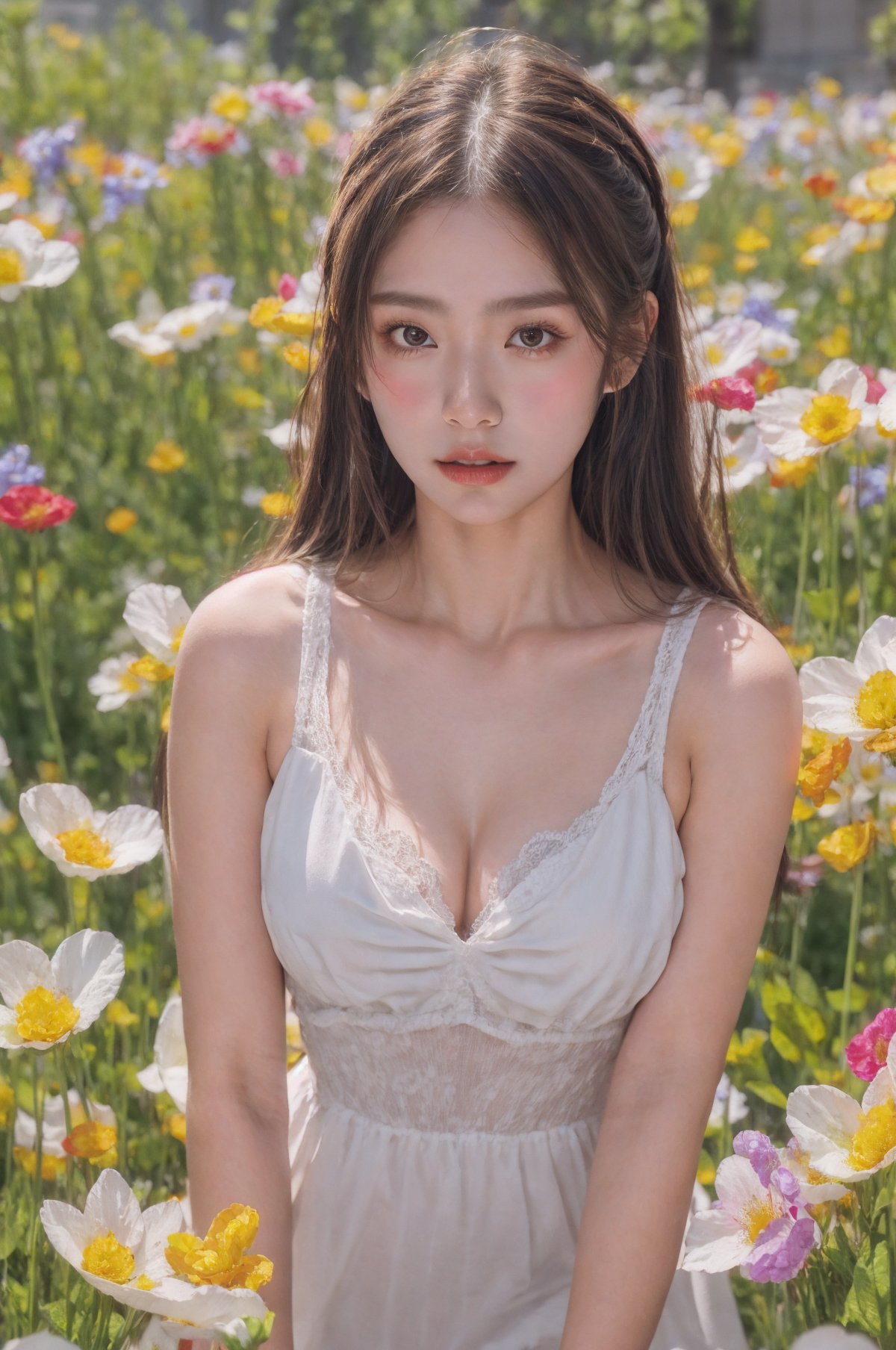 girl,chest,flower,