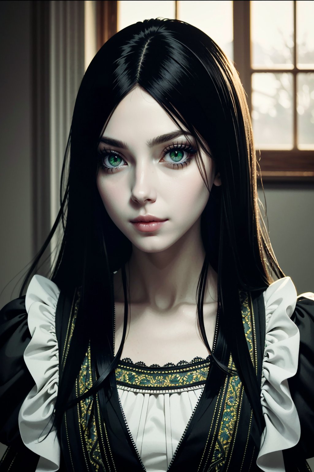 ((ultra detailed, masterpiece, best quality))<lora:AliceMadness:0.8>AliceMadness, 1girl, long hair, black hair, green eyes, portrait