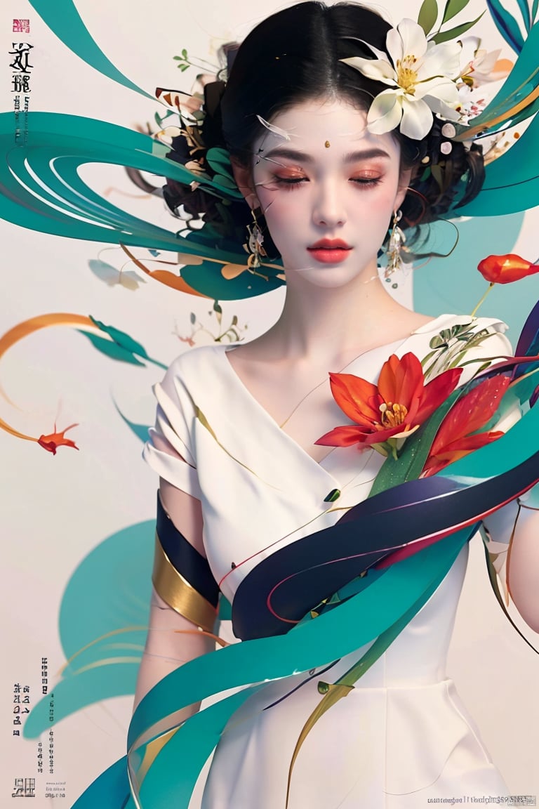 1girl, solo, black hair, short hair, jewelry, realistic, earrings, hair ornament, black eyes, lips, collarbone, parted lips, flower, watermark, upper body, portrait, hair flower, dress, web address, looking awayirt, illustration,, illustration, bpwc, art shuicai<lora:EMS-335109-EMS:0.800000>, <lora:EMS-341855-EMS:0.800000>