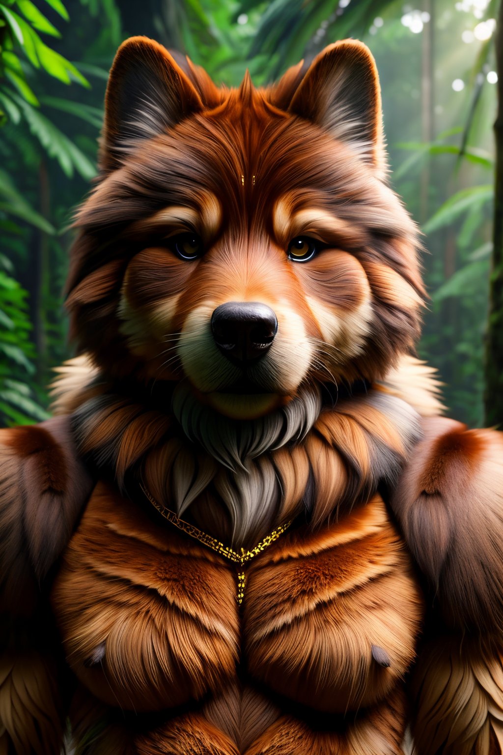 Masterpiece of photorealism, highly detailed 8k raw photo, volumetric lighting and shadows, full body view of a Light Brown fur dgbll doing random stuff on a random stunning background, realistic fur texture <lora:A Random Humanized Dog v2.0:1>