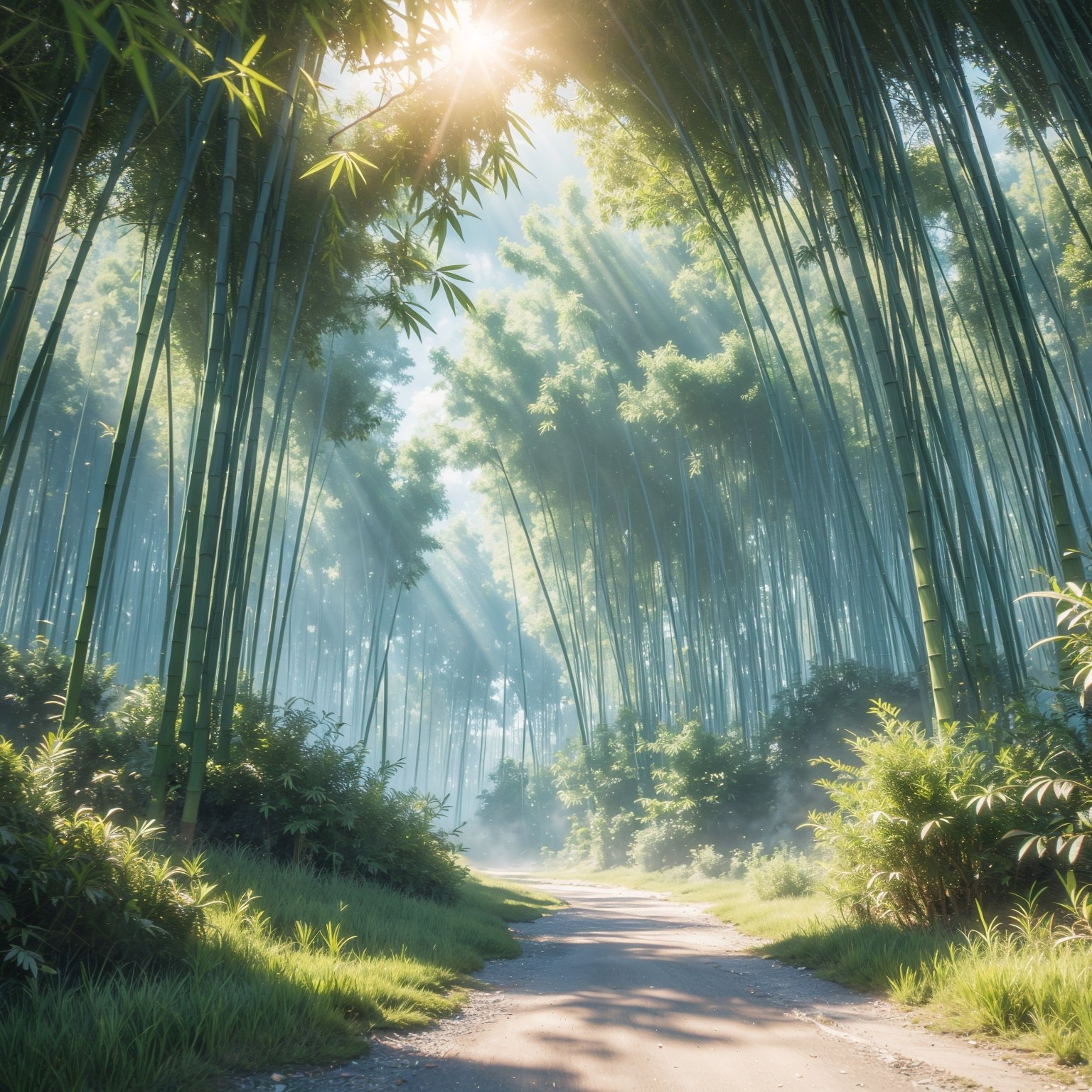 <lora:ZHULIN:0.7>,scenery,(no humans:1.3),bamboo forest,sunshine,光线,<lora:DBD2:0.2>,<lora:HDR:0.5>,<lora:梦幻白1:0.2>,, colorful,incredibly absurdres,absurdres,huge filesize,wallpaper,pale skin,realistic,Cinematic Lighting,