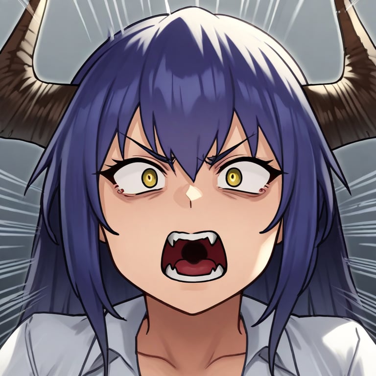 score_9, source_anime,1girl, horns, distressed, open mouth, shouting, speed lines,looking at viewer, angry, teeth, fangs, dutch angle, constricted pupils, small pupils, <lora:hou621 ponyDiffusionV6XL_v6StartWithThisOne__1713024306:1>