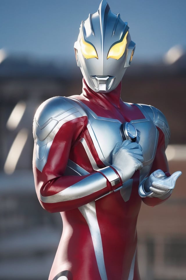 1boy,yellow eyes,Ultraman,bodysuit,fine texture,Photorealistic,ultraman 1 \,(series\),<lora:好吃米-Ultraman:0.85>,