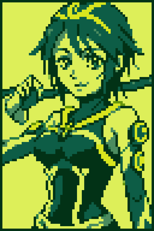 <lora:Gameboy Palette Style:0.6> green theme, limited color, gb_palette, 1girl, aqua kingdom hearts, anime style <lora:aquaKingdomHearts_1:0.6>