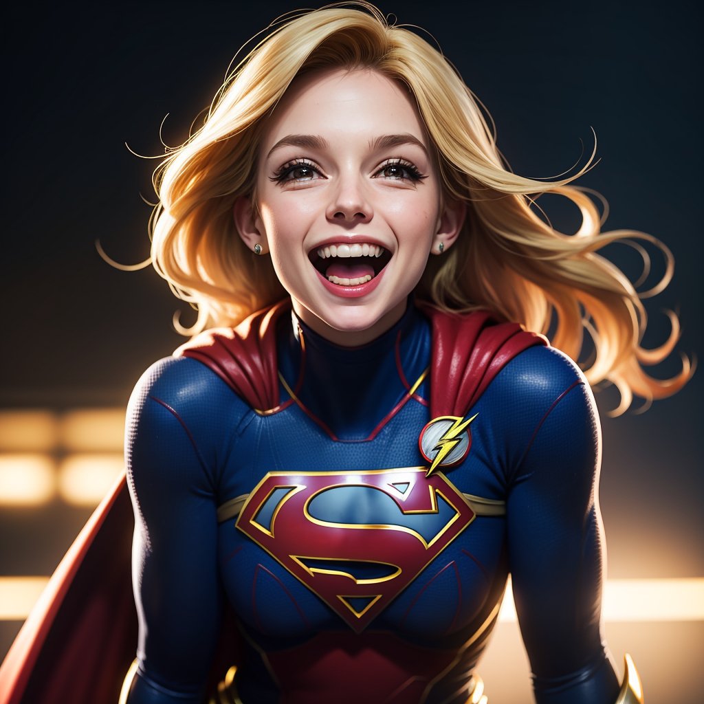 Supergirl, laughing at the flash