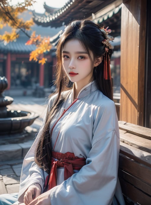 elaborate Hanfu:1.3,masterpiece,high quality,best quality),(colorful),out door,in china environment,(delicate eyes and face),volumatic light,ray tracing, <lora:国潮娇媚感美女:1.3> <lora:增加细节SYK_Mild_detail_adjuster_V1.0_4（MINI）:1.3>