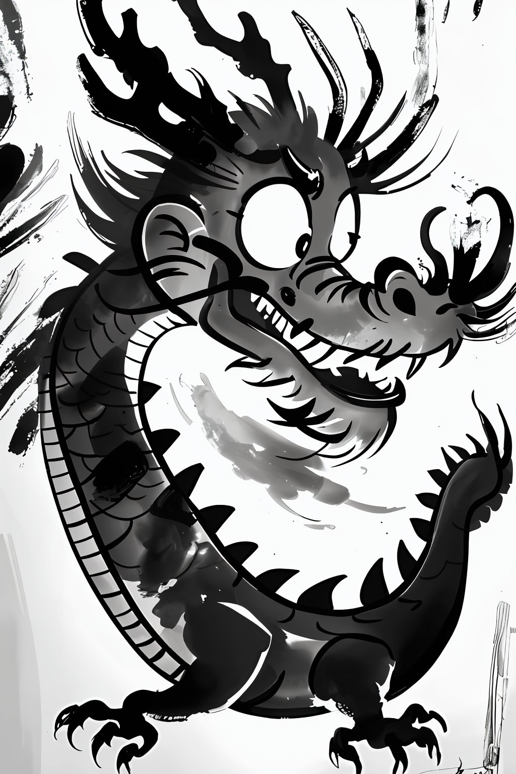 cute,dragon,ink,greyscale,monochrome,<lora:麻袋2024-028潦草龙权重0.5-1:0.8>,