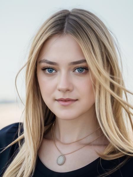 Realistic photo of a beautiful d4k0t4f woman,1girl,solo,long hair,looking at viewer,blue eyes,blonde hair,simple background,shirt,white background,jewelry,closed mouth,upper body,short sleeves,necklace,lips,black shirt,realistic, soft lighting, professional Photography, Photorealistic, detailed, RAW, analog, sharp focus, 8k, HD, high quality, masterpiece<lora:d4k0t4f:1.0>