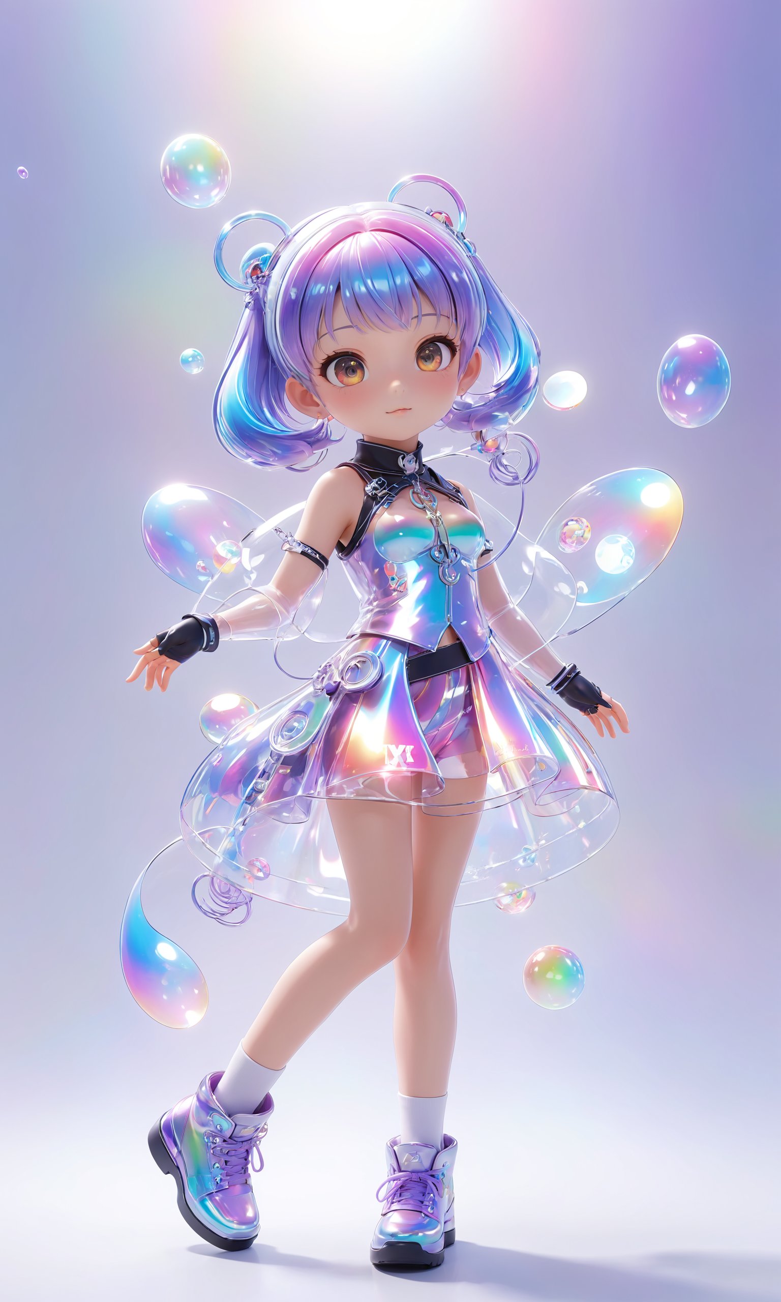 professional 3d model of hubggirl,anime artwork pixar,3d style,good shine,OC rendering,highly detailed,volumetric,dramatic lighting,transparent color PVC clothing,transparent color vinyl clothing,prismatic,holographic,chromatic aberration,fashion illustration,masterpiece,girl with harajuku fashion,looking at viewer,8k,ultra detailed,pixiv,masterpiece,best quality,super detail,anime style,key visual,vibrant,studio anime