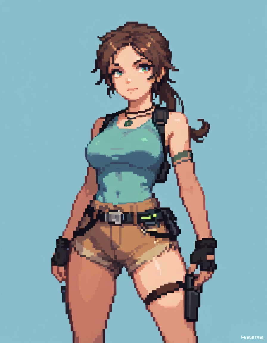 score_9, score_8_up, score_7_up, lara croft from tomb raider, pixel art, solo