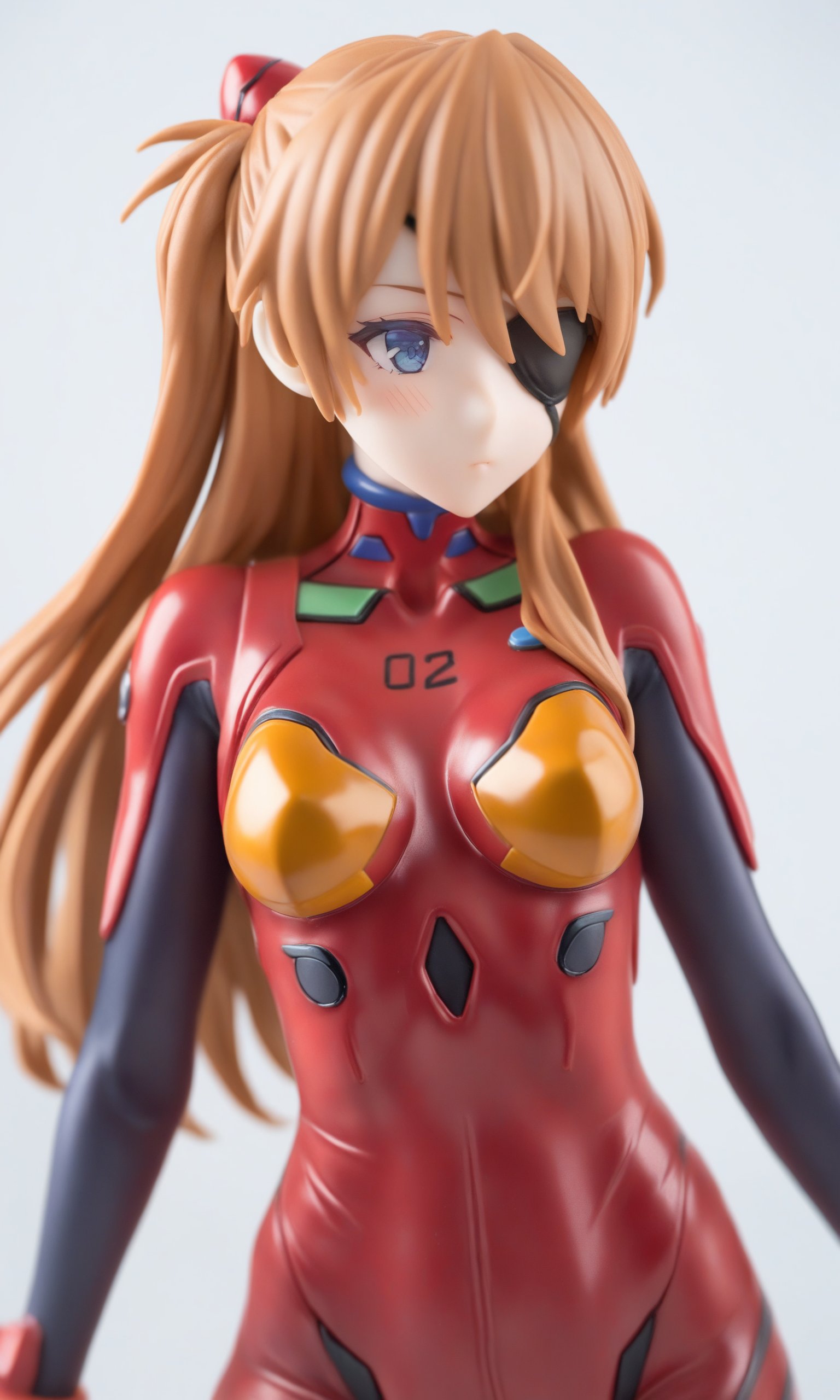 figure,best quality, masterpiece,  <lora:souryuuv2:1>,bodysuit, evangelion:_3.0_you_can_(not)_redo, eyepatch, white_background, looking_away, 1girl, rebuild_of_evangelion, hair_ornament, red_bodysuit, solo, closed_mouth, neon_genesis_evangelion, souryuu_asuka_langley, simple_background, covered_collarbone, two_side_up, plugsuit, upper_body