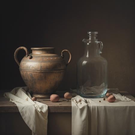 (masterpiece),(best quality),(still_life:1.3),no humans,simple background,old,realistic ,Ground_glass,Rembrandt light, 8K, Ultra-HD,  hyper-realistic, vibrant, 8k, detailed, ultra detail, soothing tones, muted colors, <lora:still_life_v3:0.8> <lora:simple_background_v2:0.6>