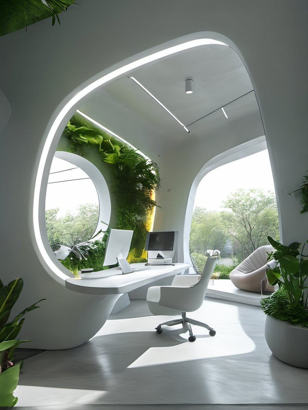 no humans,plant,chair,window,indoors,table,computer,lamp,tree,hole,sunshine,LZBG