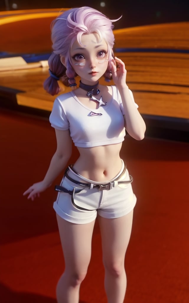 loli,white shirt,white shorts,short sleeves,<lora:agd-000009:1>,, (masterpiece, best quality, high quality, highres:1.2),8k,detail,CG,3d,
1girl,solo,pale skin,
best shadow,(glossy),(shiny skin),