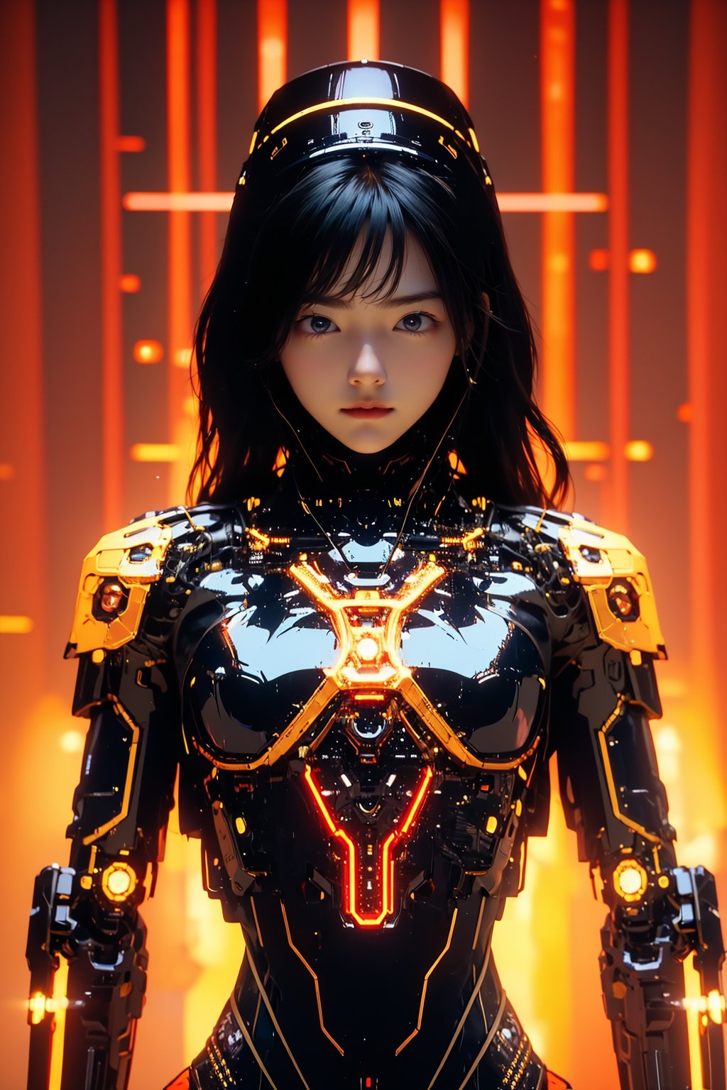 <lora:AgainRealistic_v2.0:1>,AgainRealistic_v2.0, 1girl, solo, robot, mecha, sheathed, cable, upper body, glowing, cyborg, cyberpunk, 