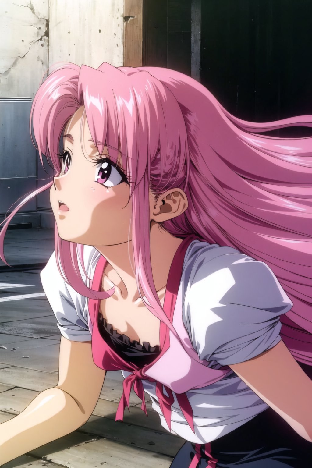 1girl, pink hair, 