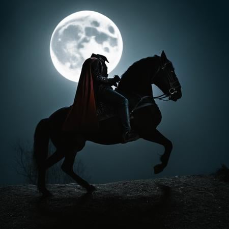 cinematic film still of  <lora:Headless Horseman v3:0.9>Decapitated Headless Horseman a painting of a Headless man riding a gothic dark horse in the night,solo,1boy,male focus,cape,from side,animal,moon,full moon,riding,horse,horseback riding,reins,detailed,real,different,unique,cinematic,dramatic,concept art,filmic,horror style, shallow depth of field, vignette, highly detailed, high budget, bokeh, cinemascope, moody, epic, gorgeous, film grain, grainy