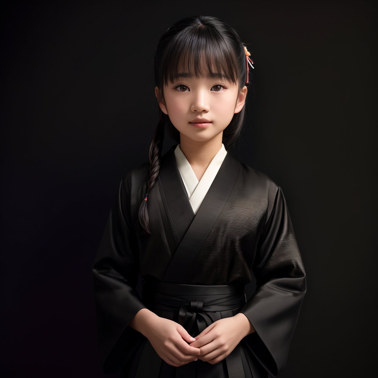 (masterpiece:1.3), looking at viewer, portrait of adorable (AIDA_LoRA_rei2009:1.02) <lora:AIDA_LoRA_rei2009:0.69> as little asian girl, pretty face, seductive, wearing kimono, kimono dress, Japanese national dress, cinematic, hyper realistic, studio photo, studio photo, kkw-ph1, (colorful:1.1), (black background:1.5)