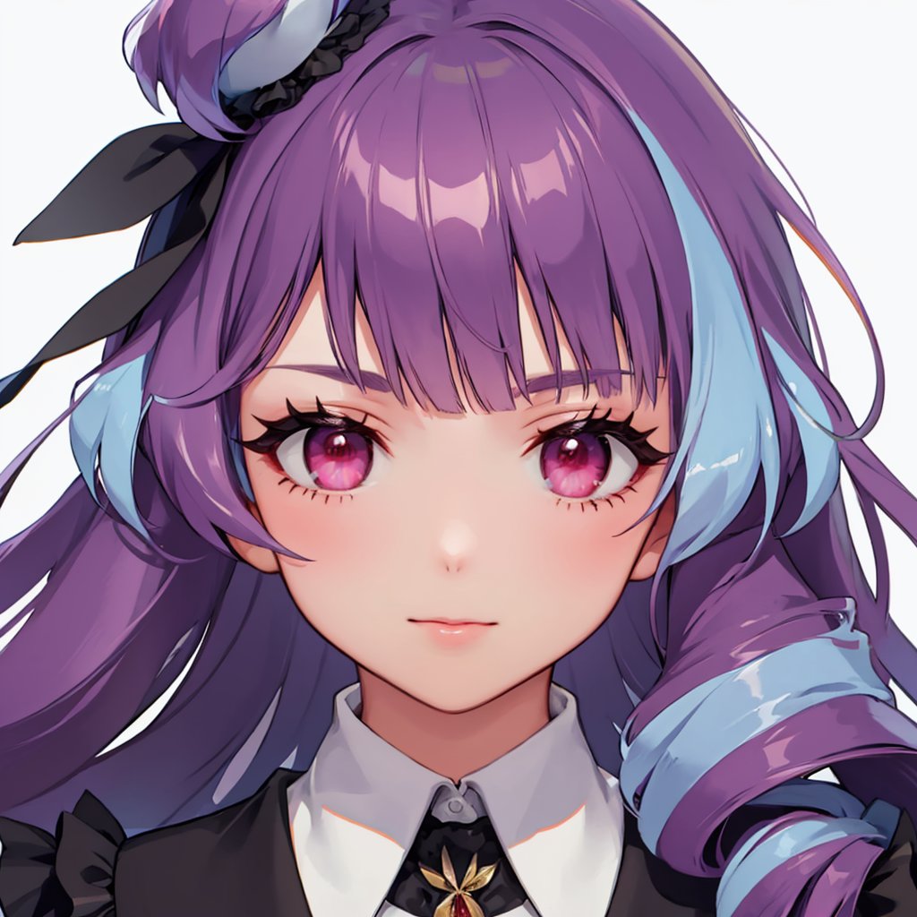 masterpiece,best quality, highly detailed, portrait,close-up,upper body,mikumo guynemer,1girl,solo,<lora:mikumo_guynemer:1>,simple background,white background,