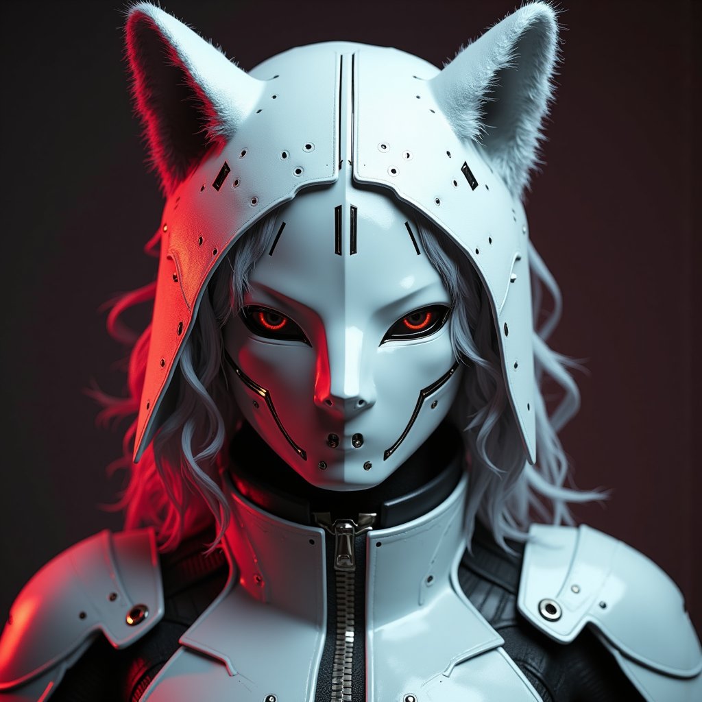 there is a woman with a mask and a white mask on,natasha tan maciej kuciara,very beautiful cyberpunk samurai,loba andrade from apex legends,oktane render,cgsociety 9,white cyborg fashion shot,wearing a kitsune mask,white mask,with kitsune mask,darksynth character portrait,beautiful cyberpunk girl face,4 k asymmetrical portrait,rendered in sfm,kitsune mask,white biomechanicaldetails,octance render,portrait ninja gaiden girl,style of maciej kuciara,mirrors edge art style,vogue render,8k portrait render,unreal 5. rpg portrait,cyborg portrait,portrait of a cyberpunk samurai,cyberpunk portrait,Maciej Kuciara,cyberpunk face,portrait of a cyberpunk cyborg,octsne render,cyberpunk futuristic neo,arkane lyon,styled **** ghost in the shell,