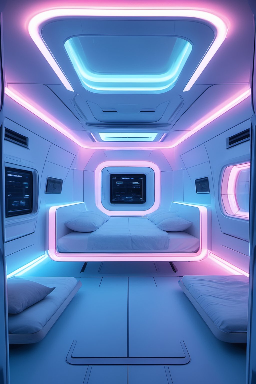 room,neon lights, bed, pillow, YZLS