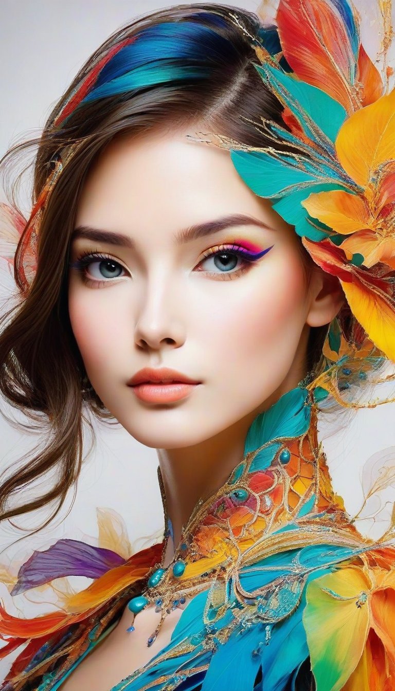 colorful,1girl,Elegant,Portrait Photogram,detailed gorgeous face,