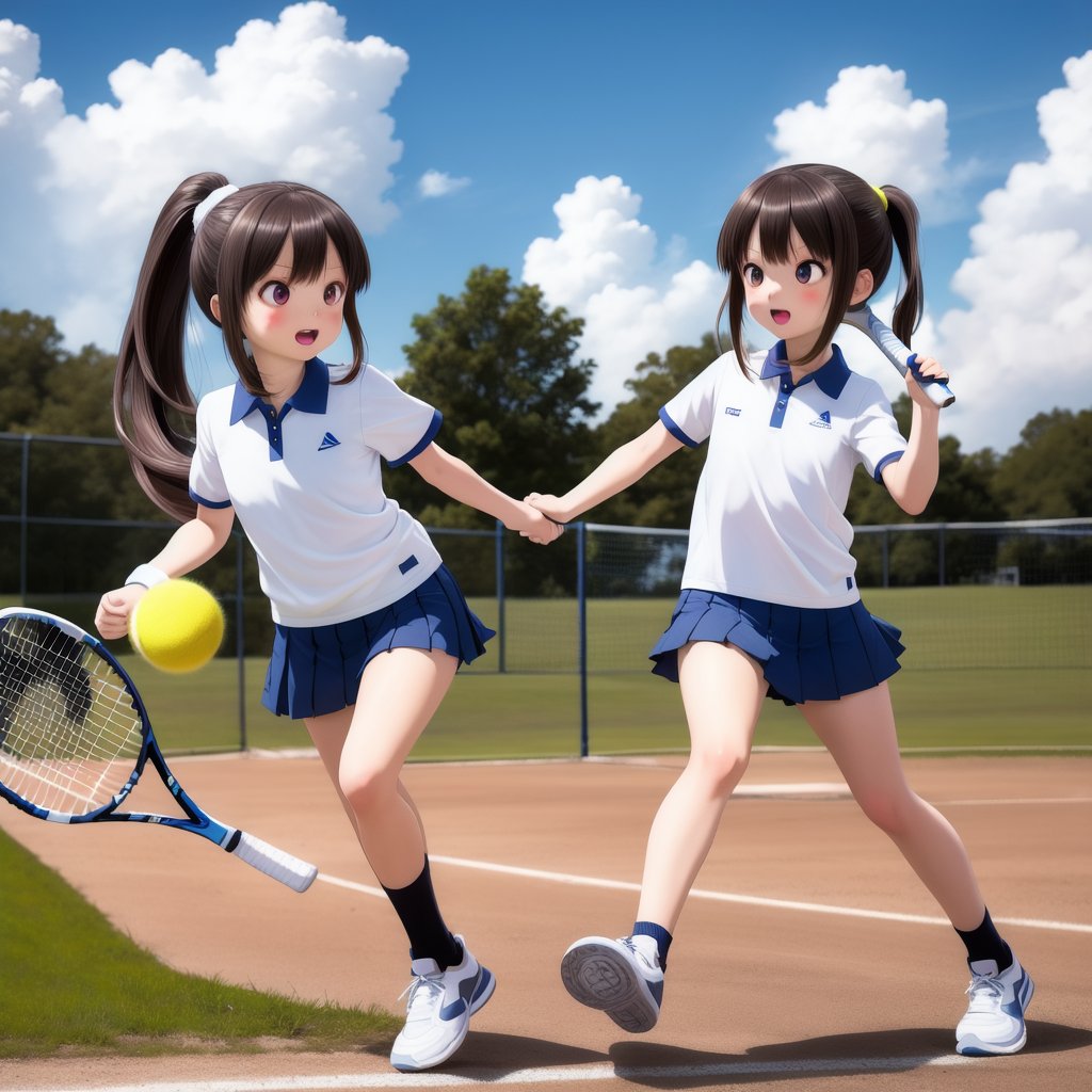 score_9, score_8_up, score_7_up, score_6_up, BREAK source_anime, 1girl, ball, blue sky, cloud, cloudy sky, cowboy shot, hand up, hat, long hair, looking at viewer, looking to the side, open mouth, outdoors, playing sports, ponytail, racket, shirt, short sleeves, skirt, sky, solo, sportswear, tennis ball, tennis racket, tennis uniform, thighs, white hat, white shirt, white skirt, white sleeves, full body, stadning<lora:EMS-459843-EMS:0.500000>