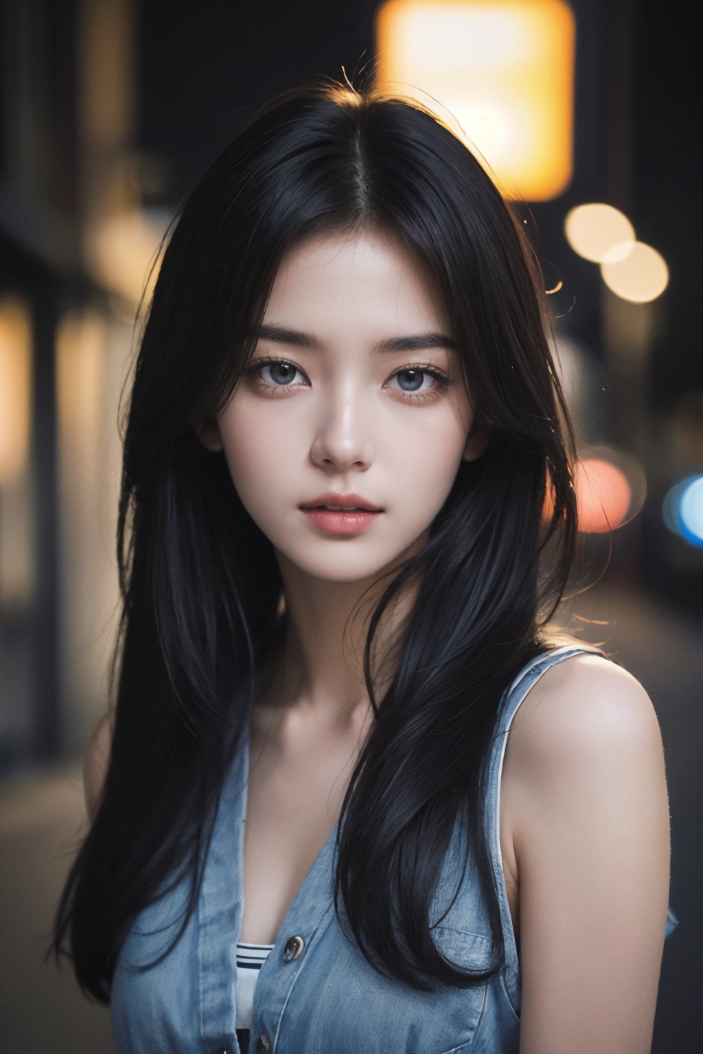 (best quality:1.4),(masterpiece:1.4),(photorealistic:1.4),(ultra high res, raw photo:1.4),(hdr, hyperdetailed:1.2),polaroid photo,night photo,photo of 18 y.o beautiful woman,street,