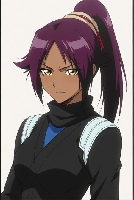 <lora:Yoruichi_Shihoin:0.7>,  Yoruichi Shihoin, white background, upper body,