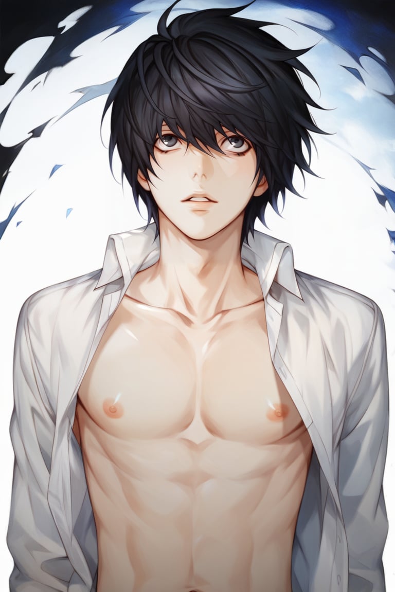 score_9, score_8_up, score_7_up, score_6_up, score_5_up, rating explicit, male focus, 1 boy, 18 years old, sexy, death note, L from Death Note, black hair, black eyes, dark circles under eyes, white formal shirt, shool uniform, open shirt, highly detailed nipples, in school, aesthetic, l_lawliet,d34thn0t3, best quality, amazing aesthetic<lora:EMS-335737-EMS:1.000000>, <lora:EMS-355670-EMS:1.000000>, <lora:EMS-432973-EMS:0.800000>