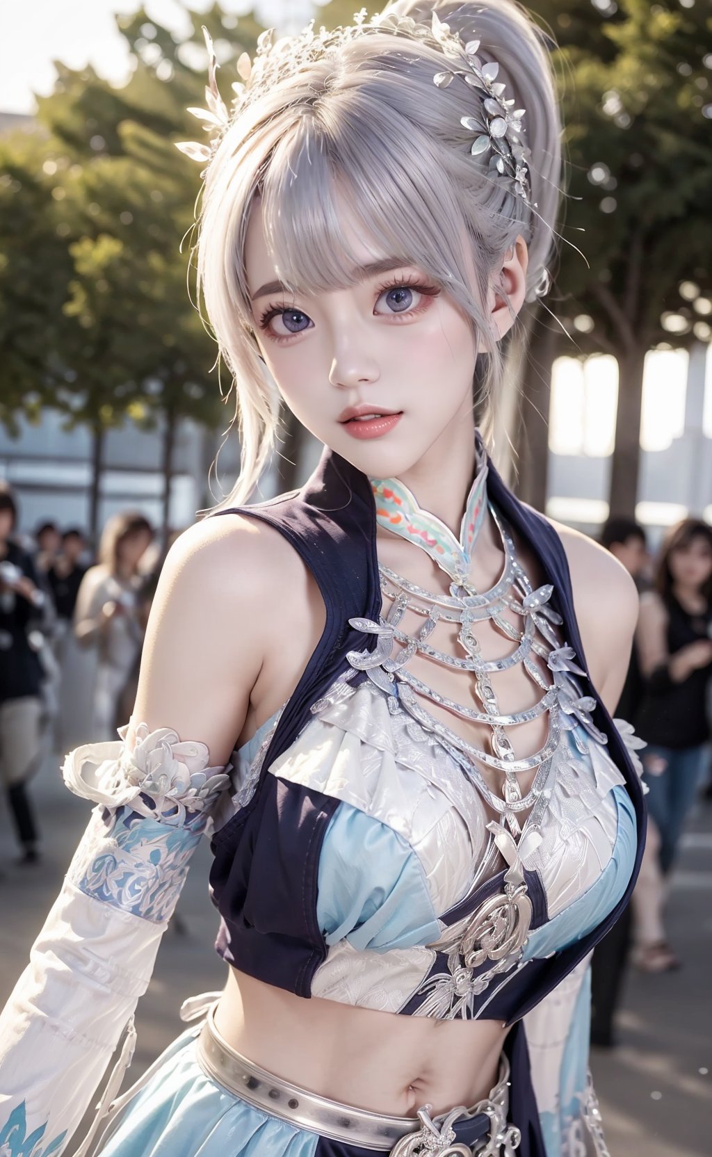 ,ulzzang-6500-v1.1,(raw photo:1.2),(photorealistic:1.4),best quality ,masterpiece, illustration, an extremely delicate and beautiful, extremely detailed ,CG ,unity ,8k wallpaper, Amazing, finely detail, masterpiece,best quality,official art,extremely detailed CG unity 8k wallpaper,absurdres, incredibly absurdres, huge filesize, ultra-detailed, highres, extremely detailed,beautiful detailed girl, extremely detailed eyes and face, beautiful detailed eyes,light on face,cinematic lighting,1girl,see-through,looking at viewer,outdoors,(cowboy shot:1.3),yangyuhuan, <lora:yangyuhuan_20231030203853-000009:0.7> <lora:Princess Doll Likeness - 公主娃娃_v1.0:0.35>