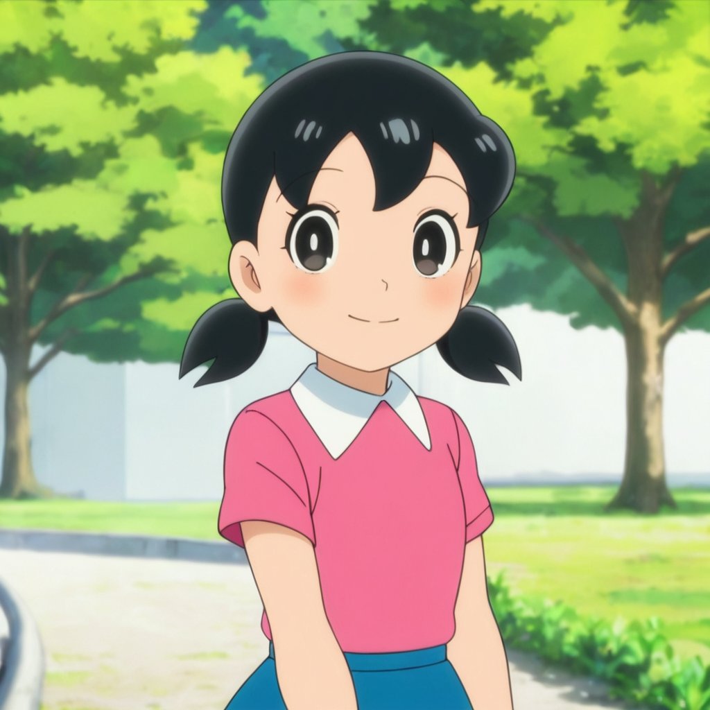 minamoto shizuka,1girl, solo,1girl, solo, twintails, black hair, skirt, smile, outdoors, shirt, blue skirt, looking at viewer, black eyes, pleated skirt, short sleeves, pink shirt, blush, closed mouth, day, tree, collared shirt, short twintails, low twintails, upper body, grass,child,masterpiece, perfect face, best quality, beautiful eyes, shiny eyes, anime coloring, anime screencap, absurdres, award winning,masterpiece, perfect face, best quality, beautiful girl, cute girl, beautiful eyes, shiny eyes, anime coloring, anime screencap, absurdres, <lora:minamoto shizuka niji 905:0.8>