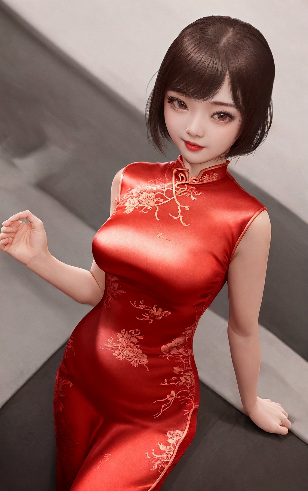 1 girl,Dressed,Red,Cheongsam, <lora:buliao_20240510173507-000010:0.6>