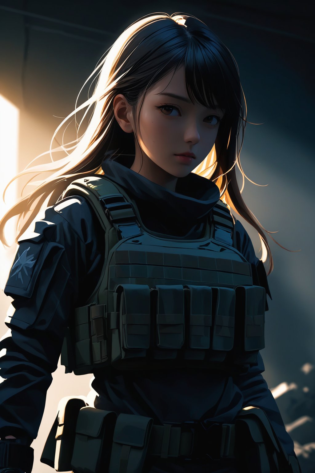 ((combat gear, military combat gear, military)), (ultra-detailed, inperfect skin),standing in a warzone, in front of the camera,(masterpiece, best quality, best shadow), high contrast, (best illumination), ((cinematic light)), colorful, hyper detail, dramatic light, intricate details, (1 girl, solo, sharp face) , ultra detailed artistic photography, shadows, ultra high definition, 8k, ultra sharp focus, long hair, ultra high quality model, soft lighting, film photography, analogue photography, cowboy shot, volumetric lighting