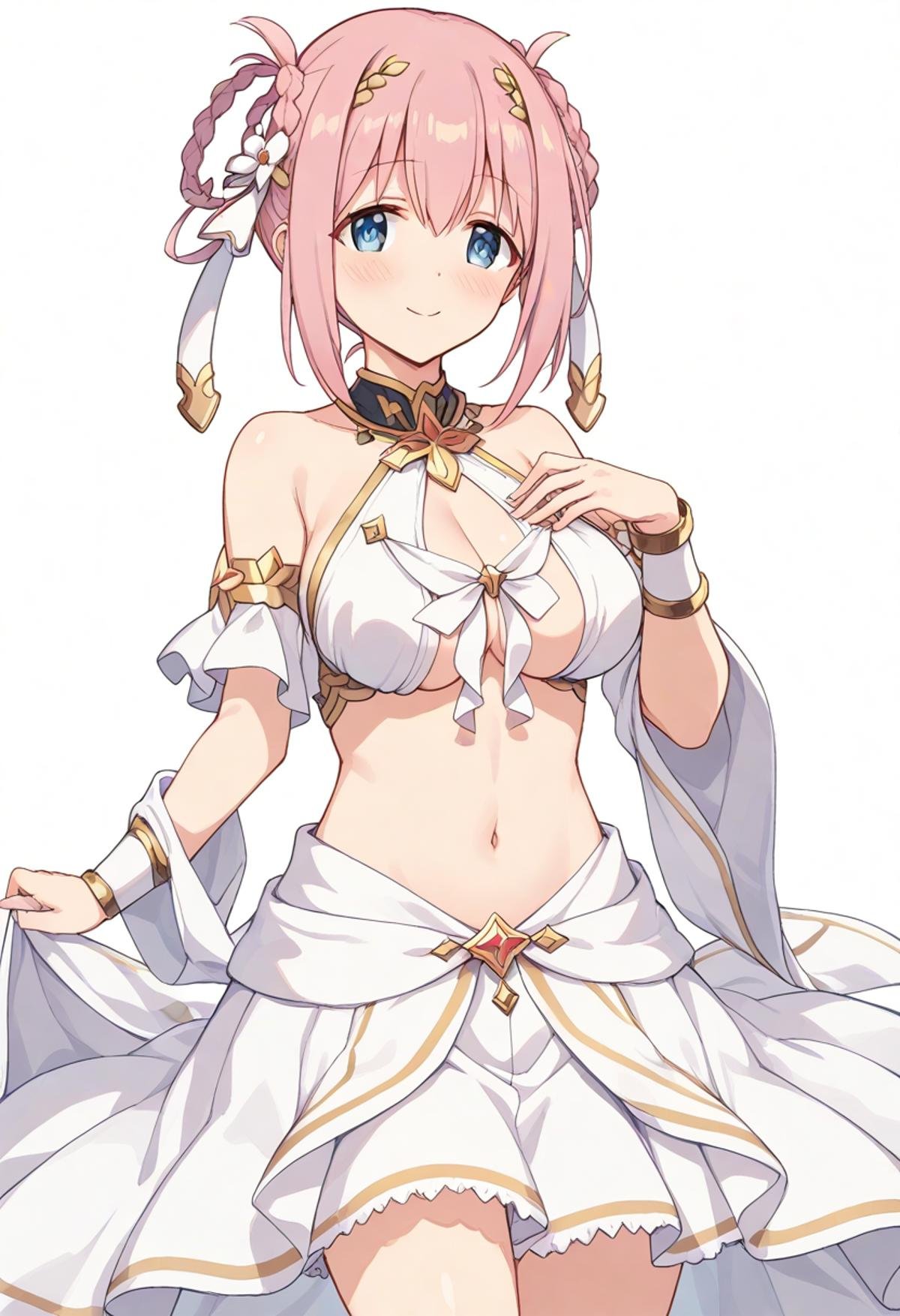 <lora:yui_XL-bf16-pony-v1:1>yui \(ceremonial\) \(princess connect!\),braided hair rings ,revealing clothes,white dress,, BREAK score_9, score_8_up, score_7_up, BREAK   <lora:HyLper-Accelerate-PAseer:1>,source_anime, best quality, masterpiece, uncensored,(clear eyes:1.2),(4 finger:0.5),zPDXLpg